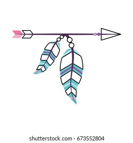 Decorative arrows with feathers boho style
