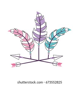 Decorative arrows with feathers boho style