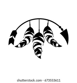 Decorative arrows with feathers boho style