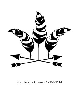 Decorative arrows with feathers boho style