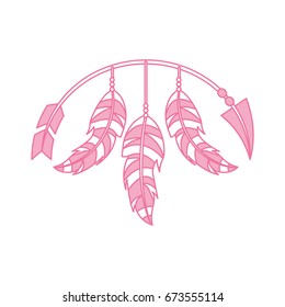 Decorative arrows with feathers boho style