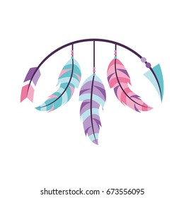 Decorative arrows with feathers boho style