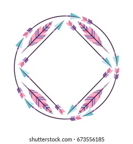 Decorative arrows with feathers boho style