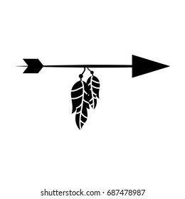 Decorative arrows with feathers boho style