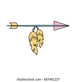 Decorative arrows with feathers boho style