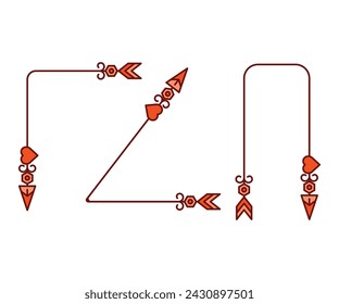 decorative arrows set in bohemian style illustration