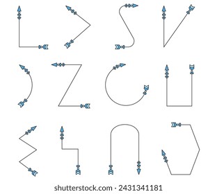 decorative arrows set in bohemian style illustration