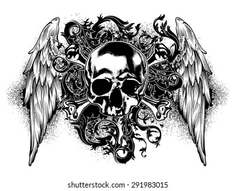 decorative art background with skull 