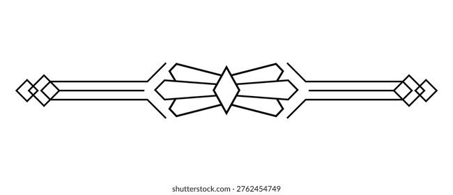 decorative art deco divider shows geometric lines and diamonds. Vector illustration