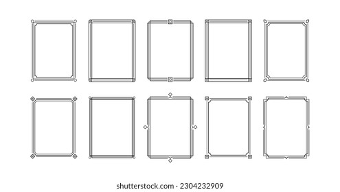 Decorative art deco frames. Line art decorative borders. Vintage frames for wedding, decoration, antique design, borders and deco divider. Vector illustration.