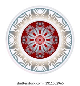 Decorative Art Deco Mandala From Floral Elements. Vector Illustration. For Coloring Book, Greeting Card, Invitation, Tattoo. Anti-Stress Therapy Pattern.