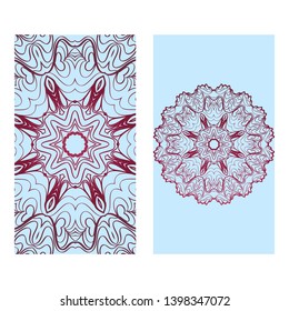 Decorative Art Deco Template Card with Mandala From Floral Elements. Vector Illustration. For Coloring Book, Greeting Card, Invitation. Anti-Stress Therapy Pattern.