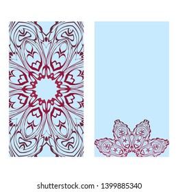 Decorative Art Deco Template Card with Mandala From Floral Elements. Vector Illustration. For Coloring Book, Greeting Card, Invitation. Anti-Stress Therapy Pattern.