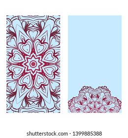 Decorative Art Deco Template Card with Mandala From Floral Elements. Vector Illustration. For Coloring Book, Greeting Card, Invitation. Anti-Stress Therapy Pattern.