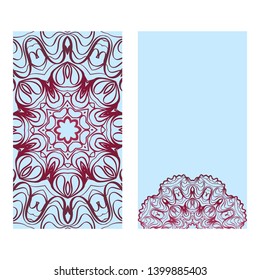 Decorative Art Deco Template Card with Mandala From Floral Elements. Vector Illustration. For Coloring Book, Greeting Card, Invitation. Anti-Stress Therapy Pattern.