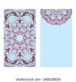 Decorative Art Deco Template Card with Mandala From Floral Elements. Vector Illustration. For Coloring Book, Greeting Card, Invitation. Anti-Stress Therapy Pattern.