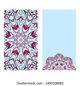 Decorative Art Deco Template Card with Mandala From Floral Elements. Vector Illustration. For Coloring Book, Greeting Card, Invitation. Anti-Stress Therapy Pattern.