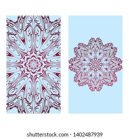 Decorative Art Deco Template Card with Mandala From Floral Elements. Vector Illustration. For Coloring Book, Greeting Card, Invitation. Anti-Stress Therapy Pattern.