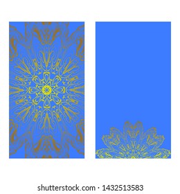 Decorative Art Deco Template Card with Mandala From Floral Elements. Vector Illustration. For Coloring Book, Greeting Card, Invitation. Anti-Stress Therapy Pattern.
