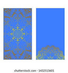 Decorative Art Deco Template Card with Mandala From Floral Elements. Vector Illustration. For Coloring Book, Greeting Card, Invitation. Anti-Stress Therapy Pattern.