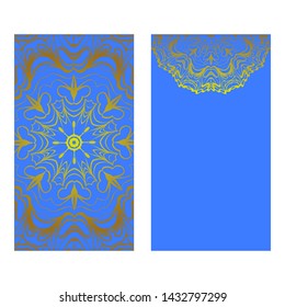 Decorative Art Deco Template Card with Mandala From Floral Elements. Vector Illustration. For Coloring Book, Greeting Card, Invitation. Anti-Stress Therapy Pattern.