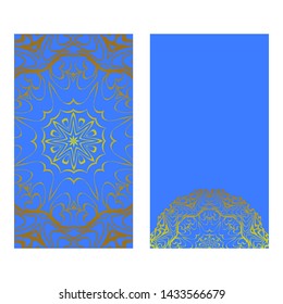 Decorative Art Deco Template Card with Mandala From Floral Elements. Vector Illustration. For Coloring Book, Greeting Card, Invitation. Anti-Stress Therapy Pattern.
