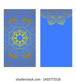 Decorative Art Deco Template Card with Mandala From Floral Elements. Vector Illustration. For Coloring Book, Greeting Card, Invitation. Anti-Stress Therapy Pattern.