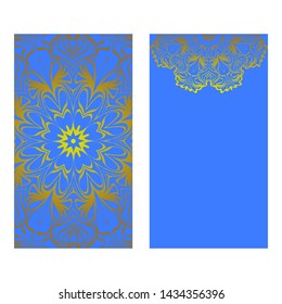Decorative Art Deco Template Card with Mandala From Floral Elements. Vector Illustration. For Coloring Book, Greeting Card, Invitation. Anti-Stress Therapy Pattern.
