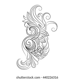 Decorative art flowers. Zentangle floral pattern. Hand-drawn design element. 