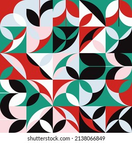 Decorative Art inspired by Mid Century movement design made with abstract geometric shapes and bold forms. Digital graphics for poster, cover, art, presentation, prints, fabric, wallpaper and etc.