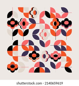 Decorative Art inspired by Mid Century movement design made with abstract geometric shapes and bold forms. Digital graphics for poster, cover, art, presentation, prints, fabric, wallpaper and etc.