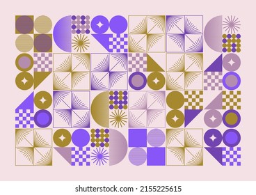 Decorative Art inspired by Mid Century movement design made with abstract geometric shapes and bold forms. Digital graphics for poster, cover, art, presentation, prints, fabric, wallpaper and etc.