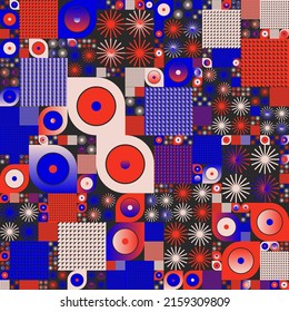 Decorative Art inspired by Mid Century movement design made with abstract geometric shapes and bold forms. Digital graphics for poster, cover, art, presentation, prints, fabric, wallpaper and etc.