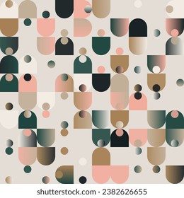 Decorative Art inspired by Mid Century movement design made with abstract geometric shapes and bold forms. Digital graphics for poster, cover, art, presentation, prints, fabric, wallpaper and etc.