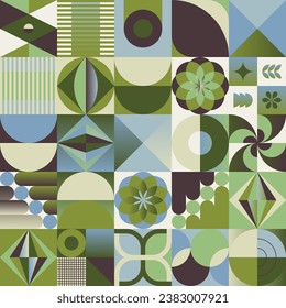 Decorative Art inspired by Mid Century movement design made with abstract geometric shapes and bold forms. Digital graphics for poster, cover, art, presentation, prints, fabric, wallpaper and etc.