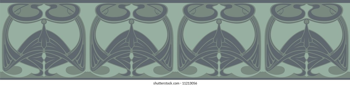 Decorative Art Nouveau perfect seamless tiling border.