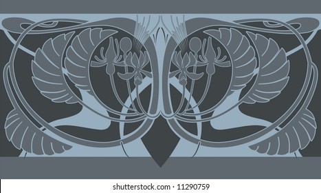 Decorative Art Nouveau perfect seamless tiling border featuring wings.