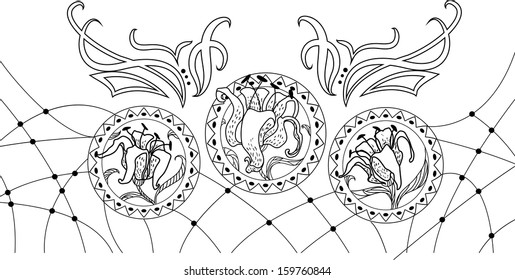 Decorative Art Nouveau style  ornament with lily