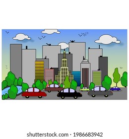 decorative art pictures of luxury buildings in the city with a cool and beautiful atmosphere