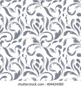 Decorative art seamless pattern. Pastel brush strokes on white background. Hand drawn elements. Vector