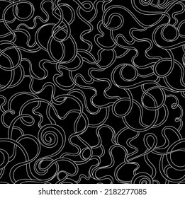 Vector de arte decorativo papel de pared sin fisuras con líneas blancas entrelazadas manuscritas