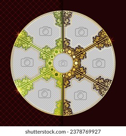 Decorative and artistic border, made of floral vector ornament with picture frames. Vector illustration. Silk screen printing.