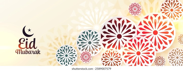 decorative and artistic eid mubarak celebration wallpaper design vector