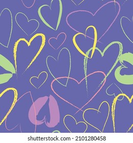 Decorative artistic heart shapes seamless pattern