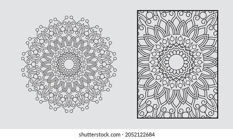 Decorative artistic Mandala design with Mandala coloring page Design