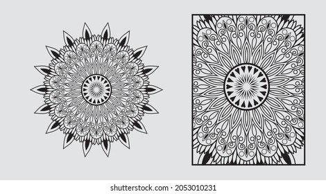 Decorative artistic Mandala design with Mandala coloring page Design