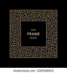 Decorative artistic square in the shape of a maze. Vector illustration