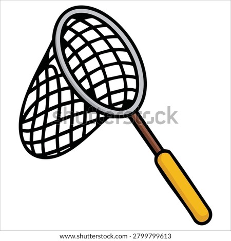 Decorative artwork of butterfly net with stars catch hunt chase glyph achieve