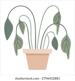 Decorative artwork of dead plant pot idea dying potted plant vectorized emblem