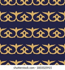 Decorativo Patrón de Seamless de Folk Asiático. Ornamento tradicional de los nómadas asiáticos: Kirguisos, kazajos, bashkirs, tártaros, yakut, mongoles. Ilustración de vectores étnicos para productos de papel, textiles.	